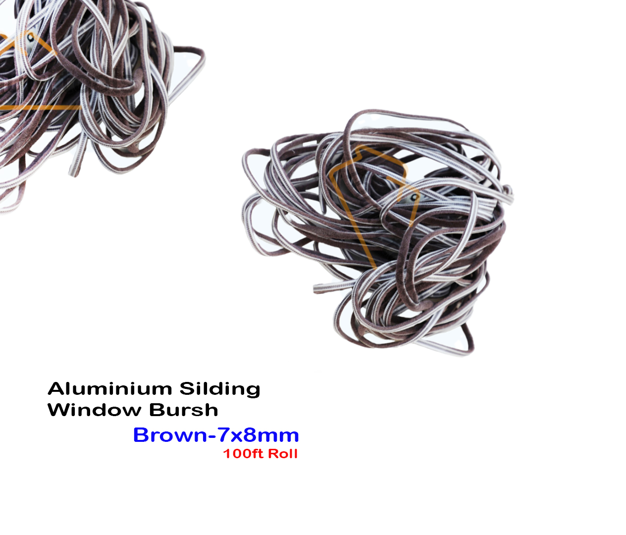 7mm X 8mm X 100ft Window Door Weatherstrip Brush Brown Seal Strip